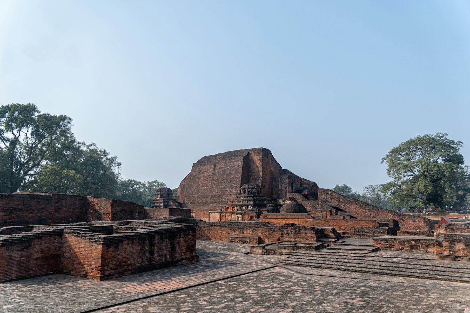 Ancient brick ruins at Nalanda archaeological site