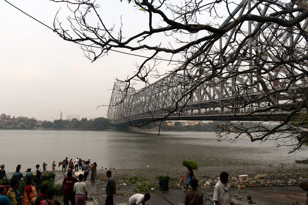The Hooghly river at sunset with boats