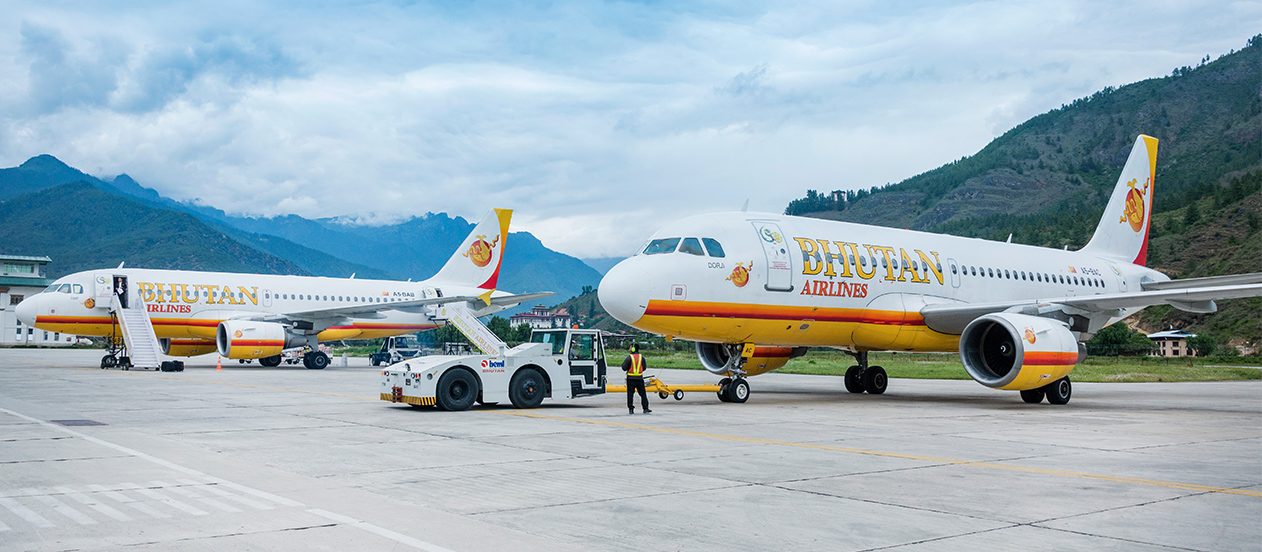 Bhutan Airlines Airbus aircraft on the tarmac